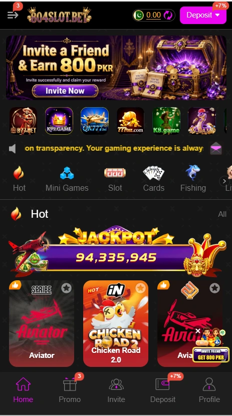 804SLOT Game home screen